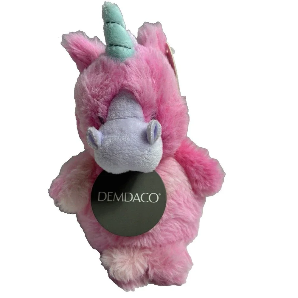 Demdaco Unicorn Plush Bag Charm Clip Storage Pouch Pink 7 Inch New w Tags
